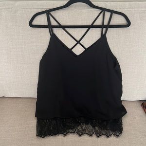 Black cami with lace trim detail